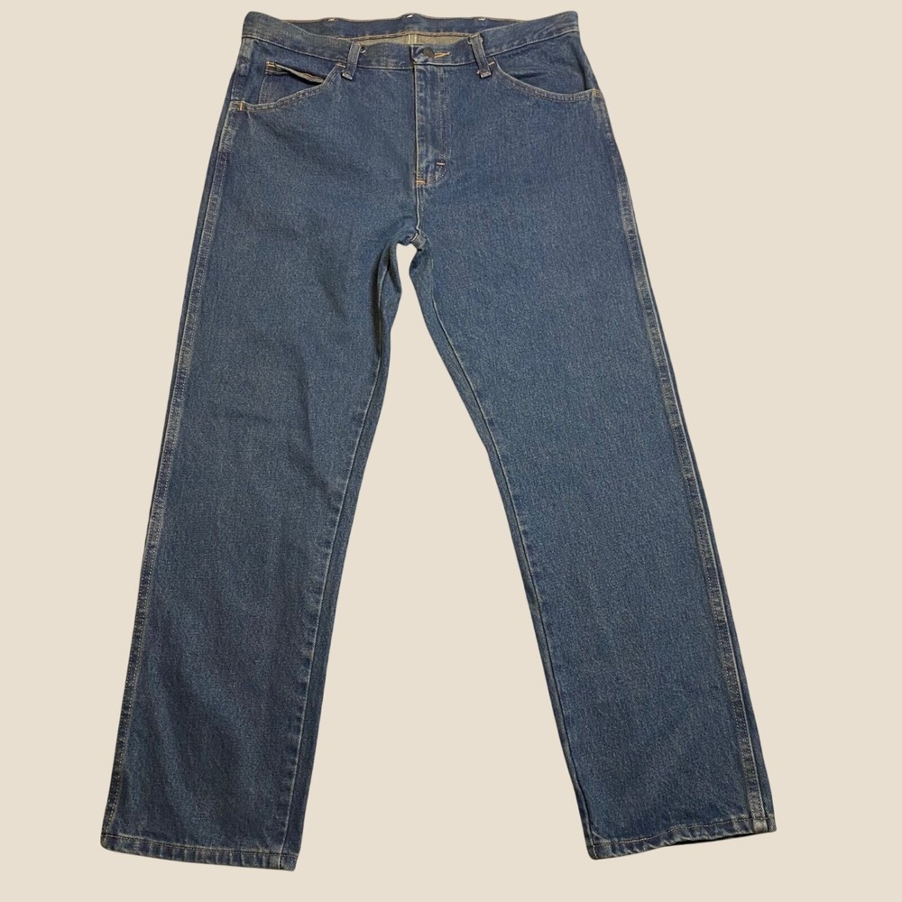 Rustler Straight Leg Jeans Mens 34x30 Blue Cotton Denim Classic Workwear Western